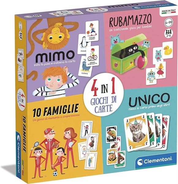 4in1 Gioco di Carte Mimo, Unico, Rubamazzo, 10 Famiglie Board ga