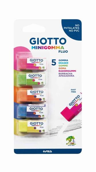 Blister 5 Giotto Minigomma Fluo