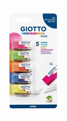 Blister 5 Giotto Minigomma Fluo