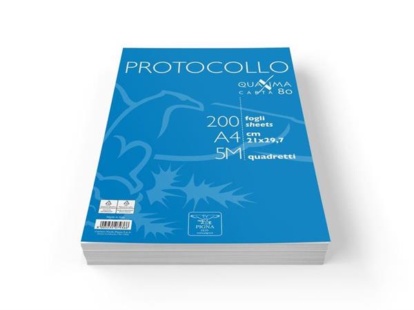 Fogli Protocollo 80 Gr. Confezione 200 Fogli 5Mm (Quadri Senza M